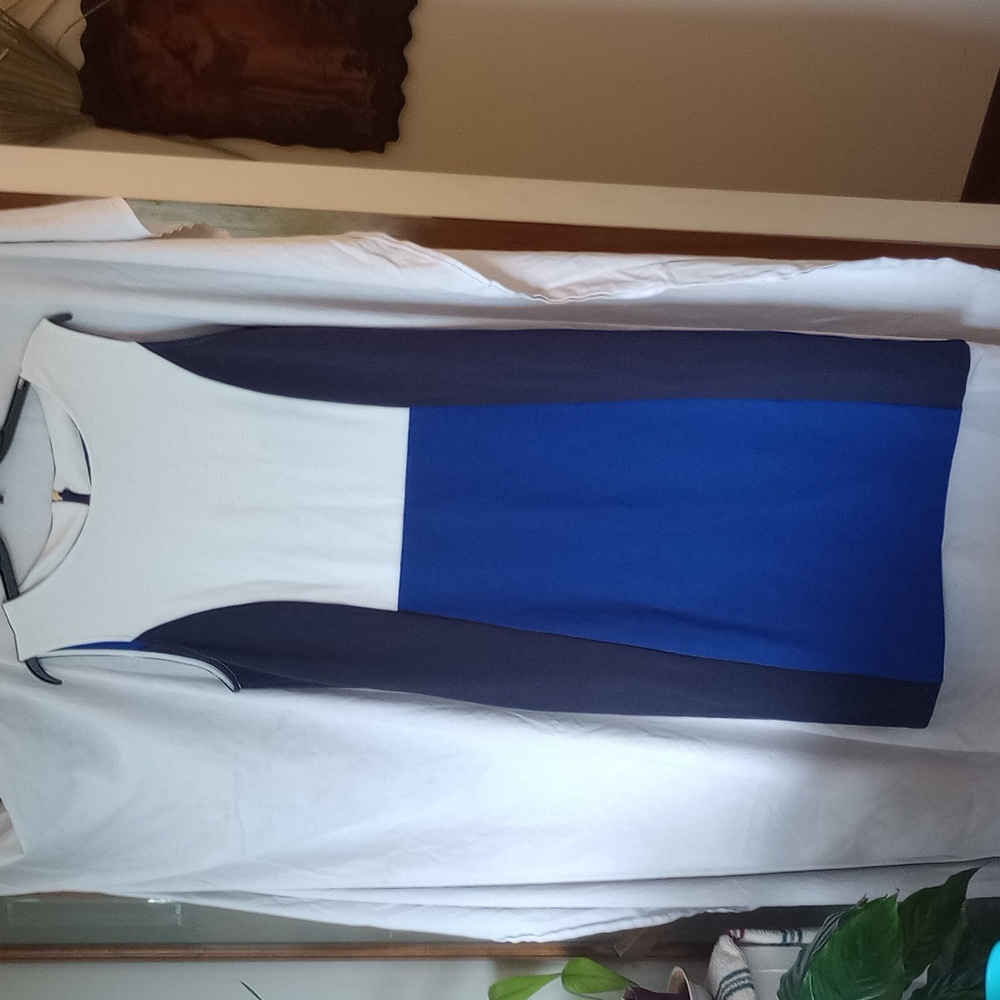Boden Dress Blue/Creme Sleeveless